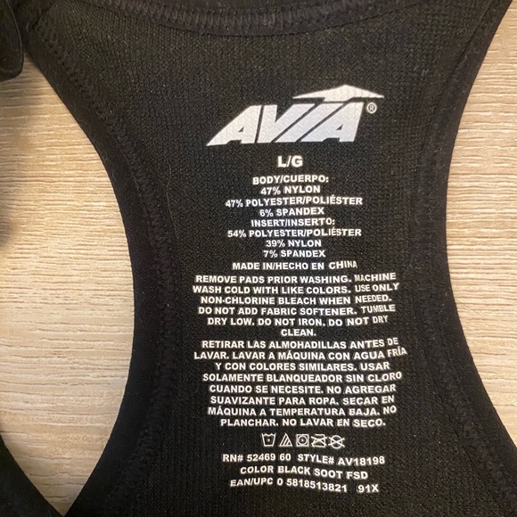 NWT Black Avia Sports Bra - Picture 3 of 3